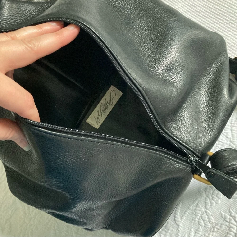 Vintage 90s Y2K Lord & Taylor pebbled leather sling backpack purse bag - Picture 8 of 12